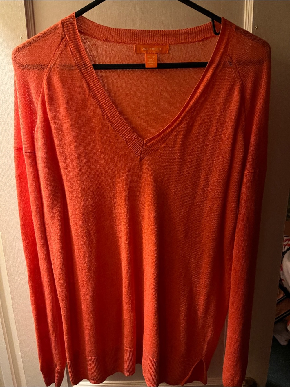 Joe Fresh V-Neck Sweater in Bright Orange